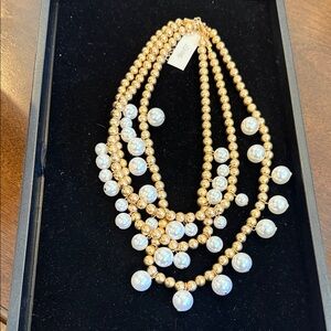 Southern Living Gold and Pearl Beaded Necklace